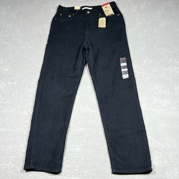 Levi’s Wedgie Straight Corduroy Pants Womens Size 29 Black High Rise Pockets NWT - Picture 1 of 14